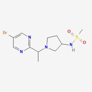 molecular formula C11H17BrN4O2S B7219744 N-[1-[1-(5-bromopyrimidin-2-yl)ethyl]pyrrolidin-3-yl]methanesulfonamide 
