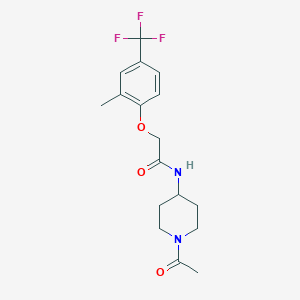 molecular formula C17H21F3N2O3 B7219829 N-(1-acetylpiperidin-4-yl)-2-[2-methyl-4-(trifluoromethyl)phenoxy]acetamide 