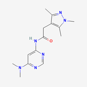 molecular formula C14H20N6O B7219874 N-[6-(dimethylamino)pyrimidin-4-yl]-2-(1,3,5-trimethylpyrazol-4-yl)acetamide 