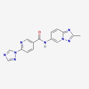 molecular formula C15H12N8O B7219929 N-(2-methyl-[1,2,4]triazolo[1,5-a]pyridin-6-yl)-6-(1,2,4-triazol-1-yl)pyridine-3-carboxamide 