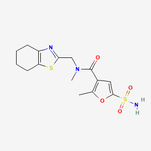 molecular formula C15H19N3O4S2 B7219973 N,2-dimethyl-5-sulfamoyl-N-(4,5,6,7-tetrahydro-1,3-benzothiazol-2-ylmethyl)furan-3-carboxamide 