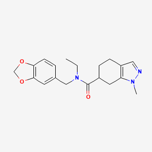 molecular formula C19H23N3O3 B7220009 N-(1,3-benzodioxol-5-ylmethyl)-N-ethyl-1-methyl-4,5,6,7-tetrahydroindazole-6-carboxamide 