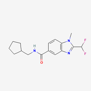 molecular formula C16H19F2N3O B7220064 N-(cyclopentylmethyl)-2-(difluoromethyl)-1-methylbenzimidazole-5-carboxamide 