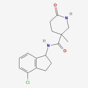 molecular formula C16H19ClN2O2 B7220087 N-(4-chloro-2,3-dihydro-1H-inden-1-yl)-3-methyl-6-oxopiperidine-3-carboxamide 