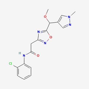 molecular formula C16H16ClN5O3 B7220163 N-(2-chlorophenyl)-2-[5-[methoxy-(1-methylpyrazol-4-yl)methyl]-1,2,4-oxadiazol-3-yl]acetamide 