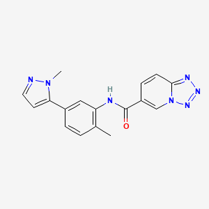 molecular formula C17H15N7O B7220381 N-[2-methyl-5-(2-methylpyrazol-3-yl)phenyl]tetrazolo[1,5-a]pyridine-6-carboxamide 