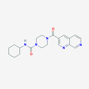 molecular formula C20H25N5O2 B7220493 N-cyclohexyl-4-(1,7-naphthyridine-3-carbonyl)piperazine-1-carboxamide 