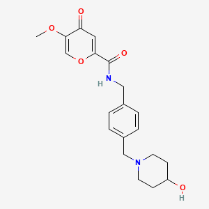 molecular formula C20H24N2O5 B7220560 N-[[4-[(4-hydroxypiperidin-1-yl)methyl]phenyl]methyl]-5-methoxy-4-oxopyran-2-carboxamide 