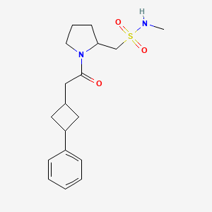 molecular formula C18H26N2O3S B7220568 N-methyl-1-[1-[2-(3-phenylcyclobutyl)acetyl]pyrrolidin-2-yl]methanesulfonamide 