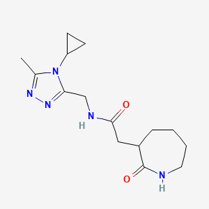 molecular formula C15H23N5O2 B7220632 N-[(4-cyclopropyl-5-methyl-1,2,4-triazol-3-yl)methyl]-2-(2-oxoazepan-3-yl)acetamide 