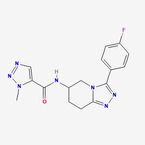 molecular formula C16H16FN7O B7220637 N-[3-(4-fluorophenyl)-5,6,7,8-tetrahydro-[1,2,4]triazolo[4,3-a]pyridin-6-yl]-3-methyltriazole-4-carboxamide 