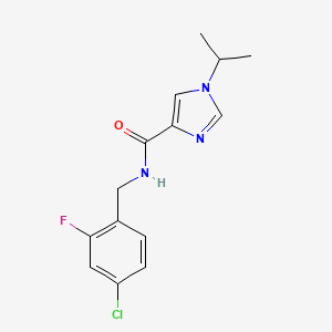 molecular formula C14H15ClFN3O B7220638 N-[(4-chloro-2-fluorophenyl)methyl]-1-propan-2-ylimidazole-4-carboxamide 