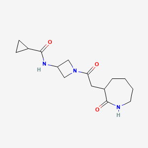 molecular formula C15H23N3O3 B7220655 N-[1-[2-(2-oxoazepan-3-yl)acetyl]azetidin-3-yl]cyclopropanecarboxamide 