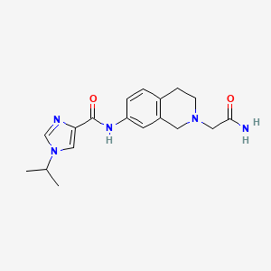 molecular formula C18H23N5O2 B7220677 N-[2-(2-amino-2-oxoethyl)-3,4-dihydro-1H-isoquinolin-7-yl]-1-propan-2-ylimidazole-4-carboxamide 