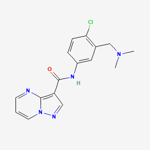 molecular formula C16H16ClN5O B7220768 N-[4-chloro-3-[(dimethylamino)methyl]phenyl]pyrazolo[1,5-a]pyrimidine-3-carboxamide 