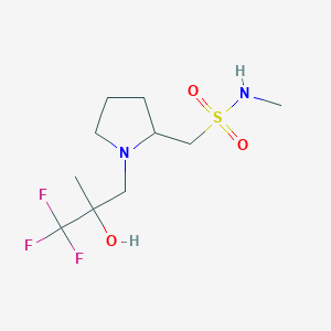 molecular formula C10H19F3N2O3S B7220780 N-methyl-1-[1-(3,3,3-trifluoro-2-hydroxy-2-methylpropyl)pyrrolidin-2-yl]methanesulfonamide 