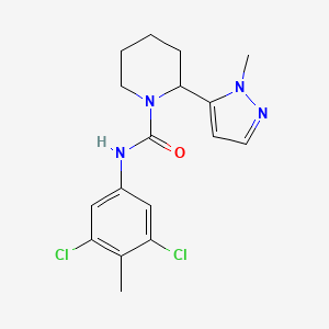 molecular formula C17H20Cl2N4O B7220873 N-(3,5-dichloro-4-methylphenyl)-2-(2-methylpyrazol-3-yl)piperidine-1-carboxamide 