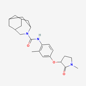 molecular formula C23H31N3O3 B7220888 N-[2-methyl-4-(1-methyl-2-oxopyrrolidin-3-yl)oxyphenyl]-4-azatricyclo[4.3.1.13,8]undecane-4-carboxamide 
