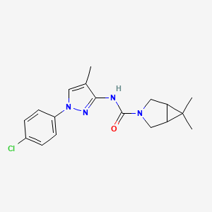 molecular formula C18H21ClN4O B7220907 N-[1-(4-chlorophenyl)-4-methylpyrazol-3-yl]-6,6-dimethyl-3-azabicyclo[3.1.0]hexane-3-carboxamide 