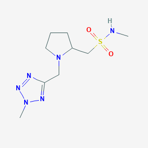 molecular formula C9H18N6O2S B7220970 N-methyl-1-[1-[(2-methyltetrazol-5-yl)methyl]pyrrolidin-2-yl]methanesulfonamide 