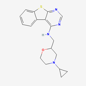 molecular formula C18H20N4OS B7221004 N-[(4-cyclopropylmorpholin-2-yl)methyl]-[1]benzothiolo[2,3-d]pyrimidin-4-amine 