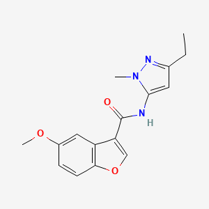 molecular formula C16H17N3O3 B7221047 N-(5-ethyl-2-methylpyrazol-3-yl)-5-methoxy-1-benzofuran-3-carboxamide 