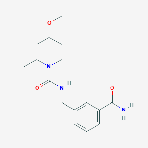 molecular formula C16H23N3O3 B7221095 N-[(3-carbamoylphenyl)methyl]-4-methoxy-2-methylpiperidine-1-carboxamide 