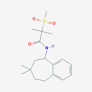 molecular formula C18H27NO3S B7221151 N-(7,7-dimethyl-5,6,8,9-tetrahydrobenzo[7]annulen-5-yl)-2-methyl-2-methylsulfonylpropanamide 