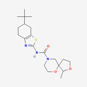 molecular formula C20H31N3O3S B7221243 N-(6-tert-butyl-4,5,6,7-tetrahydro-1,3-benzothiazol-2-yl)-1-methyl-2,6-dioxa-9-azaspiro[4.5]decane-9-carboxamide 