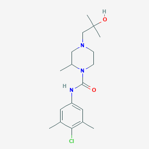 molecular formula C18H28ClN3O2 B7221311 N-(4-chloro-3,5-dimethylphenyl)-4-(2-hydroxy-2-methylpropyl)-2-methylpiperazine-1-carboxamide 