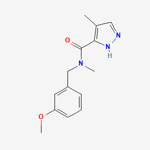 molecular formula C14H17N3O2 B7221323 N-[(3-methoxyphenyl)methyl]-N,4-dimethyl-1H-pyrazole-5-carboxamide 