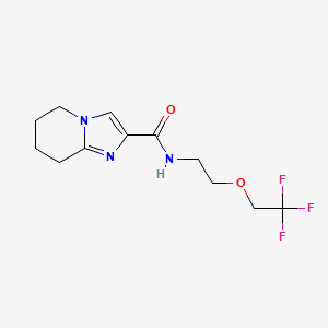 molecular formula C12H16F3N3O2 B7221342 N-[2-(2,2,2-trifluoroethoxy)ethyl]-5,6,7,8-tetrahydroimidazo[1,2-a]pyridine-2-carboxamide 