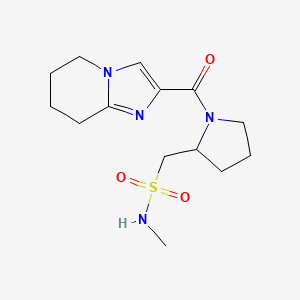 molecular formula C14H22N4O3S B7221398 N-methyl-1-[1-(5,6,7,8-tetrahydroimidazo[1,2-a]pyridine-2-carbonyl)pyrrolidin-2-yl]methanesulfonamide 