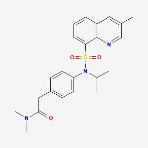 molecular formula C23H27N3O3S B7221405 N,N-dimethyl-2-[4-[(3-methylquinolin-8-yl)sulfonyl-propan-2-ylamino]phenyl]acetamide 