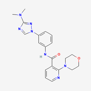 molecular formula C20H23N7O2 B7221431 N-[3-[3-(dimethylamino)-1,2,4-triazol-1-yl]phenyl]-2-morpholin-4-ylpyridine-3-carboxamide 