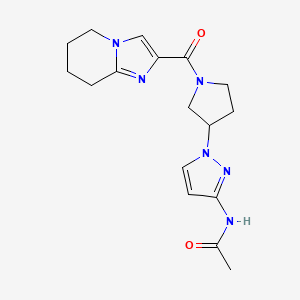 molecular formula C17H22N6O2 B7221437 N-[1-[1-(5,6,7,8-tetrahydroimidazo[1,2-a]pyridine-2-carbonyl)pyrrolidin-3-yl]pyrazol-3-yl]acetamide 
