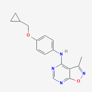 molecular formula C16H16N4O2 B7221804 N-[4-(cyclopropylmethoxy)phenyl]-3-methyl-[1,2]oxazolo[5,4-d]pyrimidin-4-amine 