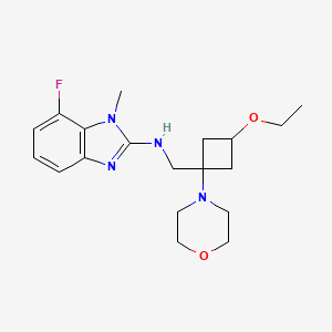 molecular formula C19H27FN4O2 B7221823 N-[(3-ethoxy-1-morpholin-4-ylcyclobutyl)methyl]-7-fluoro-1-methylbenzimidazol-2-amine 