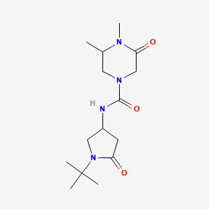 molecular formula C15H26N4O3 B7221857 N-(1-tert-butyl-5-oxopyrrolidin-3-yl)-3,4-dimethyl-5-oxopiperazine-1-carboxamide 