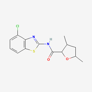 molecular formula C14H15ClN2O2S B7221884 N-(4-chloro-1,3-benzothiazol-2-yl)-3,5-dimethyloxolane-2-carboxamide 