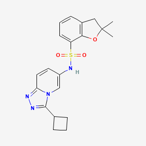 molecular formula C20H22N4O3S B7221957 N-(3-cyclobutyl-[1,2,4]triazolo[4,3-a]pyridin-6-yl)-2,2-dimethyl-3H-1-benzofuran-7-sulfonamide 