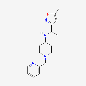 molecular formula C17H24N4O B7222133 N-[1-(5-methyl-1,2-oxazol-3-yl)ethyl]-1-(pyridin-2-ylmethyl)piperidin-4-amine 