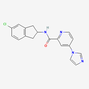molecular formula C18H15ClN4O B7222210 N-(5-chloro-2,3-dihydro-1H-inden-2-yl)-4-imidazol-1-ylpyridine-2-carboxamide 