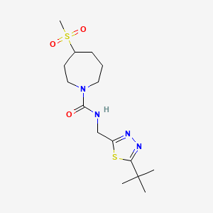molecular formula C15H26N4O3S2 B7222293 N-[(5-tert-butyl-1,3,4-thiadiazol-2-yl)methyl]-4-methylsulfonylazepane-1-carboxamide 
