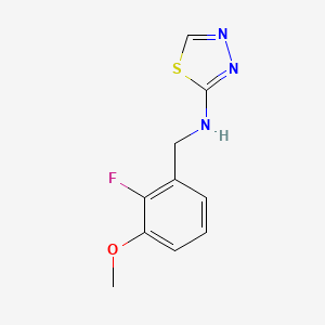 molecular formula C10H10FN3OS B7222329 N-[(2-fluoro-3-methoxyphenyl)methyl]-1,3,4-thiadiazol-2-amine 