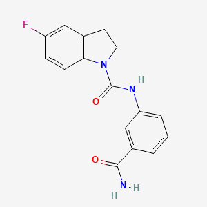 molecular formula C16H14FN3O2 B7222515 N-(3-carbamoylphenyl)-5-fluoro-2,3-dihydroindole-1-carboxamide 