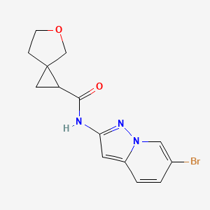 molecular formula C14H14BrN3O2 B7222528 N-(6-bromopyrazolo[1,5-a]pyridin-2-yl)-5-oxaspiro[2.4]heptane-2-carboxamide 