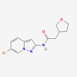 molecular formula C13H14BrN3O2 B7222577 N-(6-bromopyrazolo[1,5-a]pyridin-2-yl)-2-(oxolan-3-yl)acetamide 