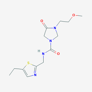 molecular formula C13H20N4O3S B7222622 N-[(5-ethyl-1,3-thiazol-2-yl)methyl]-3-(2-methoxyethyl)-4-oxoimidazolidine-1-carboxamide 