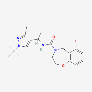 molecular formula C20H27FN4O2 B7222643 N-[1-(1-tert-butyl-3-methylpyrazol-4-yl)ethyl]-6-fluoro-3,5-dihydro-2H-1,4-benzoxazepine-4-carboxamide 